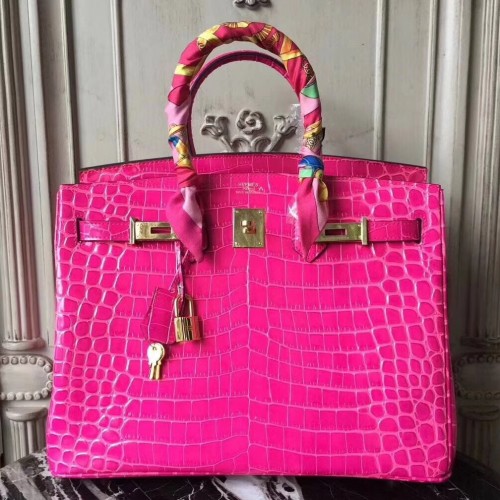 Replica Hermes Birkin 25 Handmade Bag In Red Crocodile Porosus