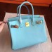 Hermes Blue Atoll Epsom Birkin 30cm Handmade Bag