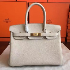 Hermes Beige Clemence Birkin 30cm Handmade Bag