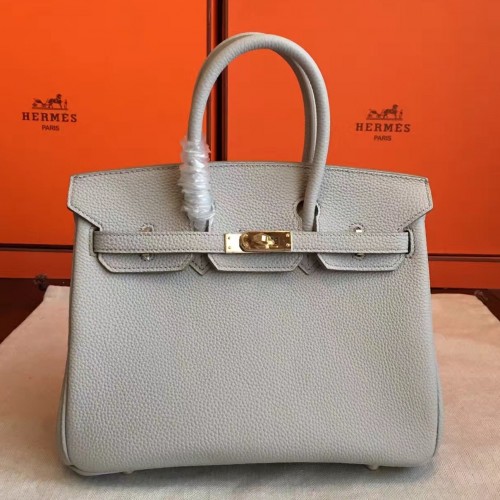 Hermes Pearl Grey Clemence Birkin 30cm 