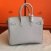 Hermes Pearl Grey Clemence Birkin 30cm Handmade Bag