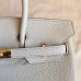 Hermes Pearl Grey Clemence Birkin 30cm Handmade Bag