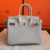 Hermes Pearl Grey Clemence Birkin 30cm Handmade Bag