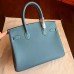 Hermes Blue Jean Epsom Birkin 30cm Handmade Bag