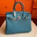 Hermes Blue Jean Epsom Birkin 30cm Handmade Bag