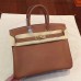 Hermes Brown Clemence Birkin 25cm Handmade Bag
