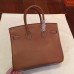 Hermes Brown Clemence Birkin 25cm Handmade Bag