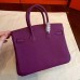 Hermes Cyclamen Clemence Birkin 25cm Handmade Bag