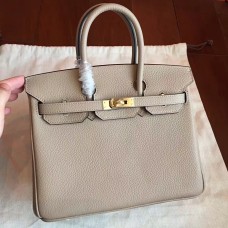 Hermes Grey Clemence Birkin 25cm Handmade Bag