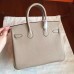 Hermes Grey Clemence Birkin 25cm Handmade Bag