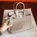 Hermes Grey Clemence Birkin 25cm Handmade Bag