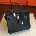 Hermes Black Clemence Birkin 25cm Handmade Bag