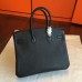 Hermes Black Clemence Birkin 25cm Handmade Bag