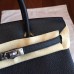 Hermes Black Clemence Birkin 25cm Handmade Bag