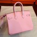 Hermes Pink Clemence Birkin 25cm Handmade Bag