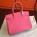 Hermes Rose Lipstick Clemence Birkin 25cm Handmade Bag