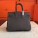 Hermes Vert Gris Clemence Birkin 25cm Handmade Bag