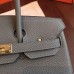 Hermes Vert Gris Clemence Birkin 25cm Handmade Bag