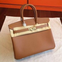 Hermes Brown Epsom Birkin 25cm Handmade Bag