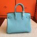 Hermes Blue Atoll Epsom Birkin 25cm Handmade Bag