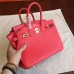 Hermes Rose Red Epsom Birkin 25cm Handmade Bag