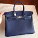 Hermes Sapphire Epsom Birkin 25cm Handmade Bag