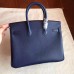 Hermes Sapphire Epsom Birkin 25cm Handmade Bag