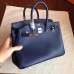 Hermes Sapphire Epsom Birkin 25cm Handmade Bag