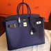 Hermes Sapphire Epsom Birkin 30cm Handmade Bag