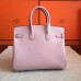 Hermes Rose Dragee Swift Birkin 25cm Handmade Bag