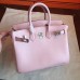 Hermes Rose Dragee Swift Birkin 25cm Handmade Bag