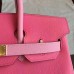 Hermes Rose Lipstick Espom Horseshoe Brikin 30cm Handmade Bag