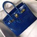 Hermes Blue Electric Birkin 30cm Crocodile Niloticus Shiny Bag