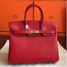 Hermes Red Epsom Birkin 25cm Handmade Bag