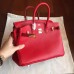 Hermes Red Epsom Birkin 25cm Handmade Bag