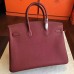 Hermes Bordeaux Clemence Birkin 35cm Handmade Bag