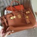 Hermes Gold Clemence Birkin 35cm Handmade Bag