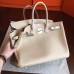 Hermes Ivory Clemence Birkin 35cm Handmade Bag