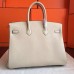 Hermes Ivory Clemence Birkin 35cm Handmade Bag