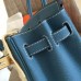 Hermes Blue Jean Clemence Birkin 35cm Handmade Bag