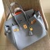 Hermes Blue Lin Clemence Birkin 35cm Handmade Bag