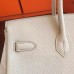 Hermes Pearl Grey Clemence Birkin 35cm Handmade Bag