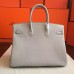 Hermes Pearl Grey Clemence Birkin 35cm Handmade Bag