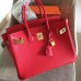 Hermes Red Clemence Birkin 35cm Handmade Bag