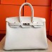 Hermes White Clemence Birkin 35cm Handmade Bag