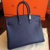 Hermes Sapphire Epsom Birkin 35cm Handmade Bag