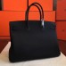 Hermes Black Clemence Birkin 40cm Handmade Bag