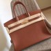 Hermes Gold Clemence Birkin 30cm Handmade Bag