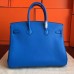 Hermes Blue Hydar Clemence Birkin 35cm Handmade Bag