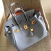 Hermes Blue Lin Clemence Birkin 30cm Handmade Bag